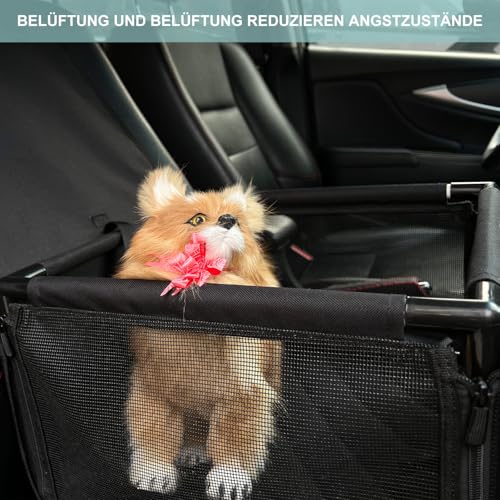Hunde Autositz Hochwertiger Auto Hundesitz für kleine Hunde,Rahmen Wände Extra Stabiler Wasserdichter hundebox Auto für Rück- und Vordersitz, leicht zu reinigen
