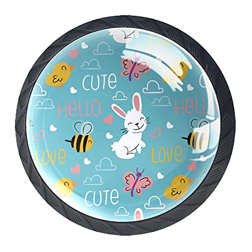 Boutons de tiroir mignons en forme de lapin et gribouillage