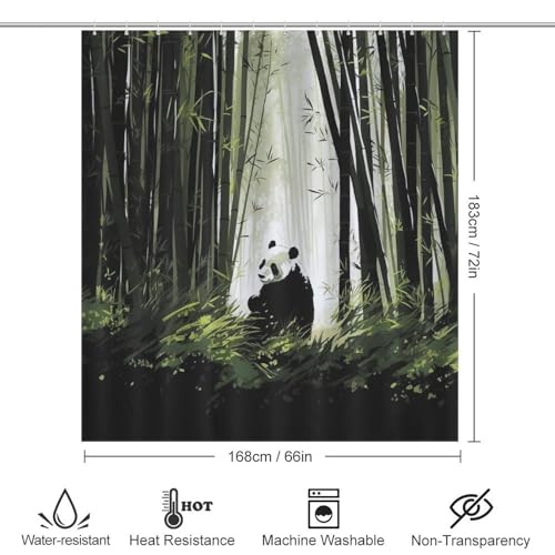 Rideau de douche en tissu polyester de qualité supérieure 168x183cm motif panda durable - 4