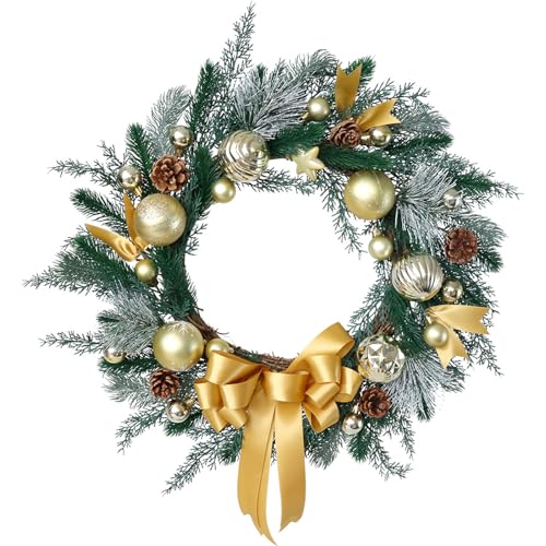 Couronne Noël avec nœud durable contre la perte d'aiguilles