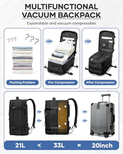 Mochila viaje cabina avion extensible con compresion al vacio 4