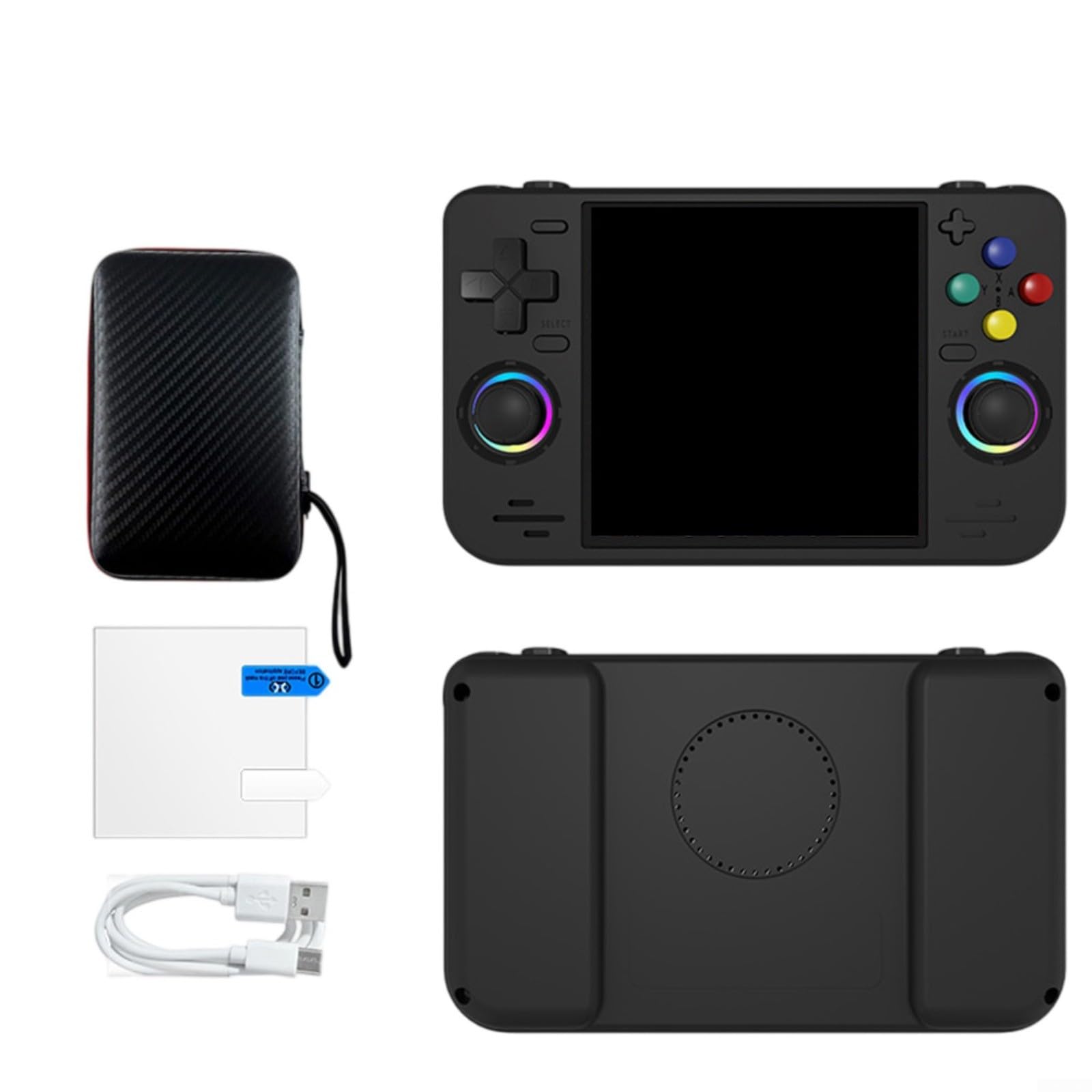 Console di gioco portatile portatile con oltre 20000 giochi retrò open source per sistema Linux, WiFi online, multigiocatore compatto, 18 cm, design per viaggi e pendolarismo (128G nero)