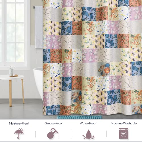 Kgorge KGUSSCGM9PT1-7272(9Y-SC1914M) Patchwork Design Blooming Splicing Flowers Print Paisley Pattern Bathroom Curtains For Shower Curtains Shabby Chic Cottage Vintage Style thumb #1