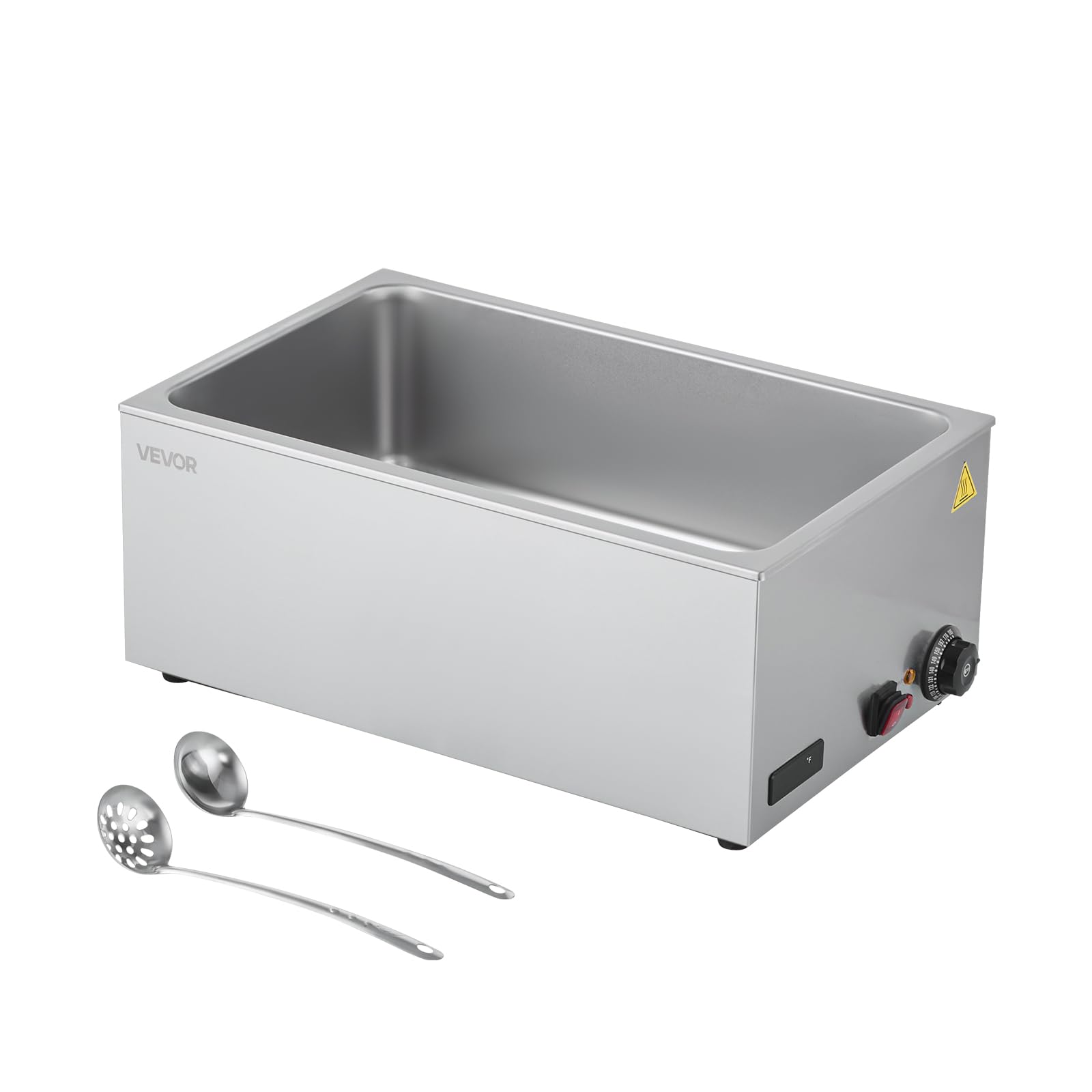 Photo 1 of VEVOR Commercial Food Warmer, 1200W Electric Stainless Steel Steam Food Warmer, Fast Heating Countertop Buffet Bain Marie with Soup & Perforated Ladles, for Catering, Restaurants, Parties, Buffets