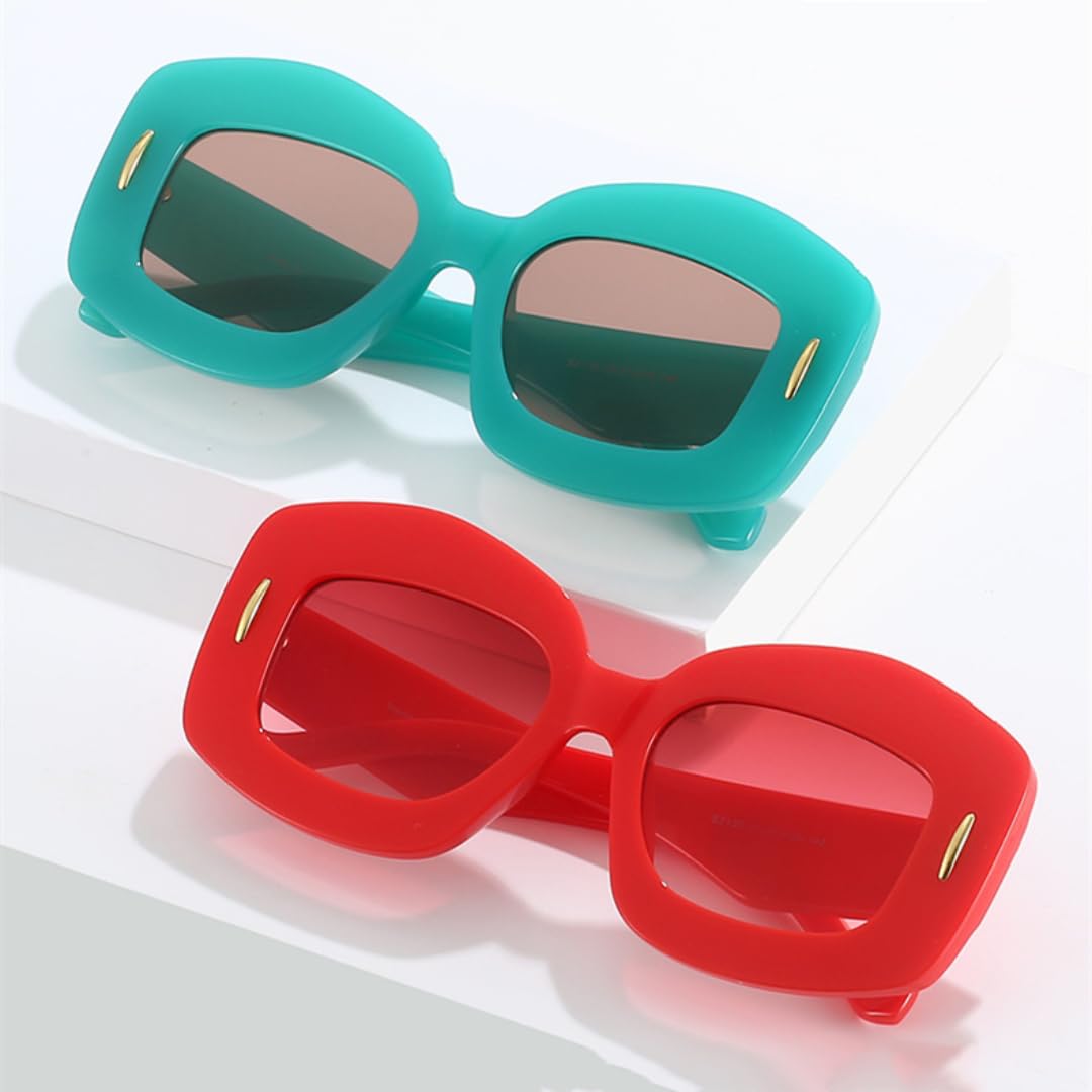 Occhiali da sole con protezione UV400 | Rivetti sfumati punk color gelatina | per donna e uomo, sport all'aria aperta e guida