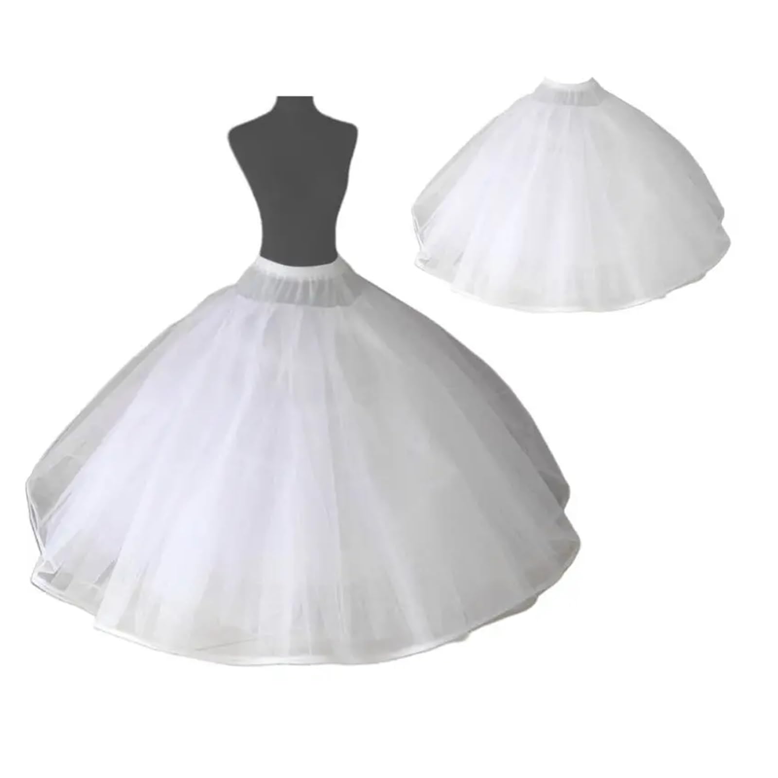 Robe de Bal en Tulle 8 Couches for Femme, Jupon de mariée sans Anneaux, Robe de soirée, Crinoline, Jupon Demi-Jupe