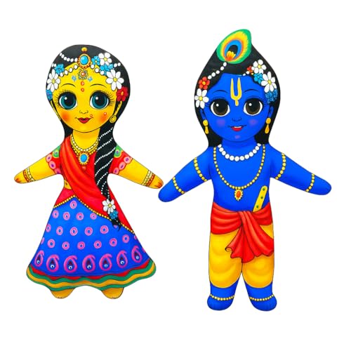 Image of Radha Krishna Soft Toy - Shri Radhe Krishna Stuffed Doll for Kids & Babies | Soft Toys for Toddlers | Washable Plush God Toy for Boys & Girls
