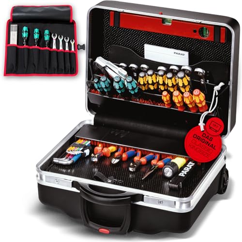 PARAT CLASSIC KingSize Roll neo CP-7 | Werkzeugkoffer für 60 Werkzeuge | Inkl. BASIC Roll-Up Case 8 | Rollkoffer mit CP-7 Halterungen | Bodenschale & Dokumentenfach | mit Teleskopauszug & Rollen