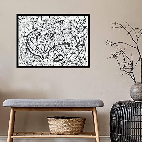 Framed Art Print, 'Number 14:Gray' By Jackson Pollock: Outer Size 29 X 21" #TOP4