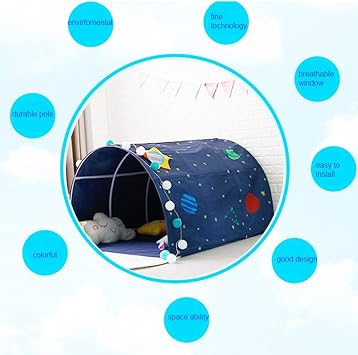 Children's Cabin Bed Tunnel Tent for 90-100cm in Width Loft Bed Bunk Tent,Fabric, Blue, Single