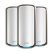NETGEAR WiFi 7 Orbi WiFi Mesh quad-band serie 970 (RBE973S) router + 2 extender satellitari, funzioni di sicurezza, fino a 27 Gbps, copre 660 m2, 200 dispositivi, porta Internet da 10 GB