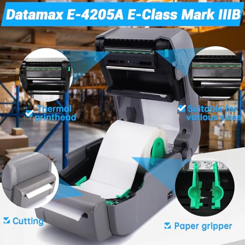 Image of GETPARTS EA2-00-1J005A01 Datamax E-Class E-4205A Mark III Advanced Label Printer Cutter Model 4 IPS Ethernet USB2.0 &Serial Interface+Parallel, No Ribbon Required