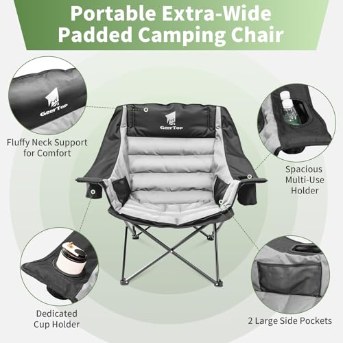 GEERTOP Silla de Camping Sobredimensionada Acolchada con Reposapiés miniatura 5