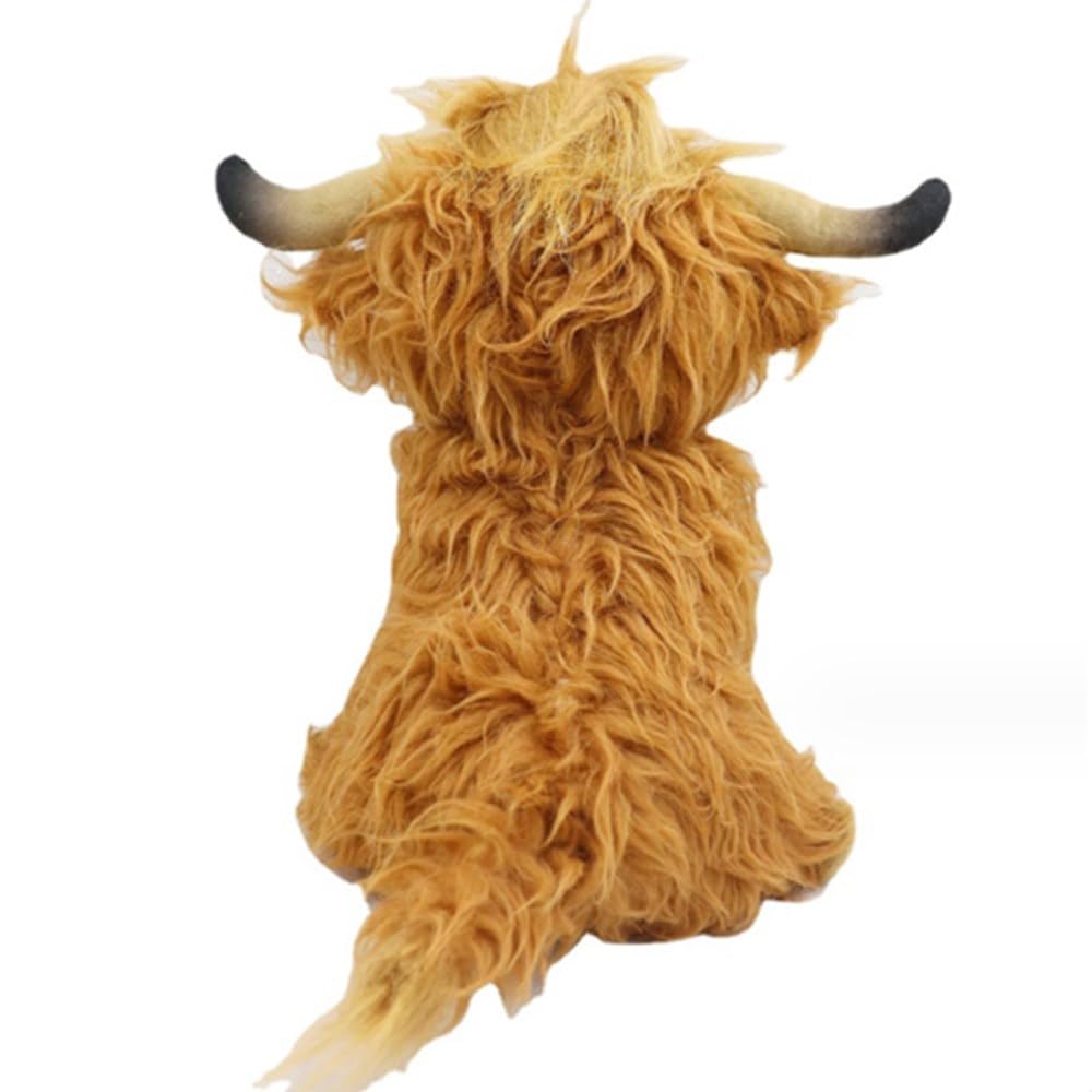 OUKEYI 25cm Highland Cow Stuffed Animals,Realistic Scottish Doll,Highland Cow Plush Toy,Soft Cuddly Plushies Farm Toy for Home Decor Gift Brown - Image 4