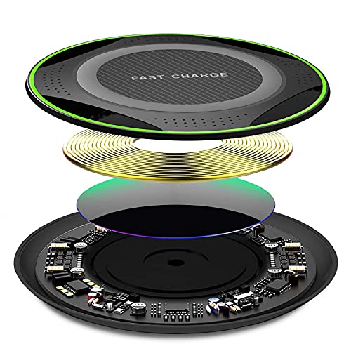 Wireless Charger Qi Fast Charging Pad Quick Charge QC 2.0 3.0 Adapter 10W Compatible Samsung Galaxy S10 S8 S9 Note & 7.5W iPhone 11 Pro Max X 8 Plus Xs XR Moto Oneplus All Qi-Enabled Phones