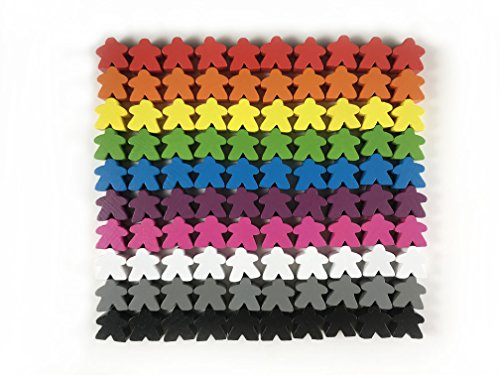 Accessoires de Jeu de Société Multicolores (100 Meeples en Bois)