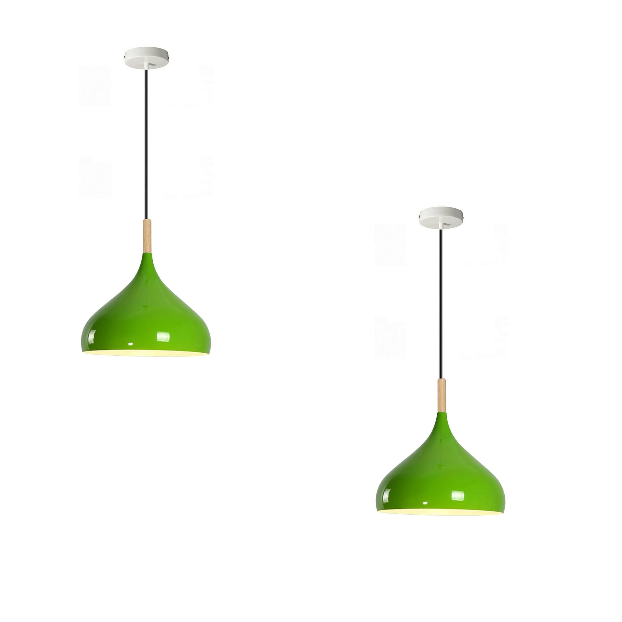 LEDSone Modern Pendant Light, 95x41.5x95 cm, Light Green Metal Mosque Shade, Adjustable Height, 2-Pack, Perfect for Dining Room, Living Room, Kitchen, and Bar.