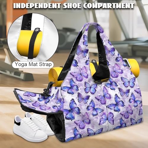 GLENLCWE Gym Bag for Women Hygienic Yoga Mat Bags with Shoe Compartment Sports Duffel Bags Waterproof Shoulder Bag for Girls3