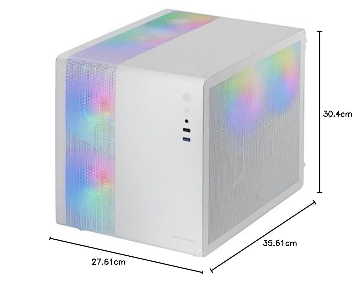 Mars Gaming MC-400, Caja Gaming Compacta Micro-ATX, Ventana Lateral Completa Cristal Templado, 3X Ventiladores FRGB 120mm, Panel Lateral Completo Mesh, Blanco — view 6