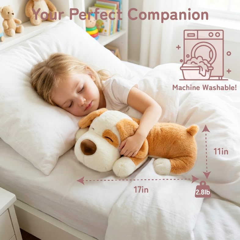 Image of Niuniu Daddy Weighted Dog Stuffed Animal for Kids & Adults, 17 inch | 2.8 lbs Weighted Plushies Pillow for Sleeping and Calming, Cute Lying Plush Toy Large Huggable Gift for Everyday Comfort