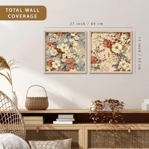 Image of kotart Premium Digital Paintings with Frame for Home Decoration - Floral Painting for Living Room Bedroom Office Room Decor - Painting for Wall Decoration - Set of 2 Multicolor paintings (13x13 inch, B)