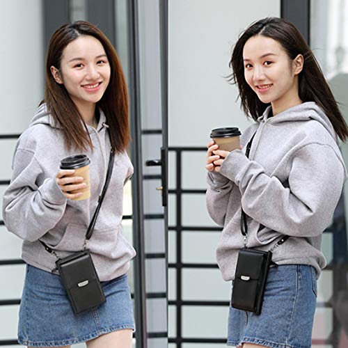 itchoate Bolsa tipo carteira feminina bolsa de ombro bolsa de couro PU moeda bolsa para celular mini