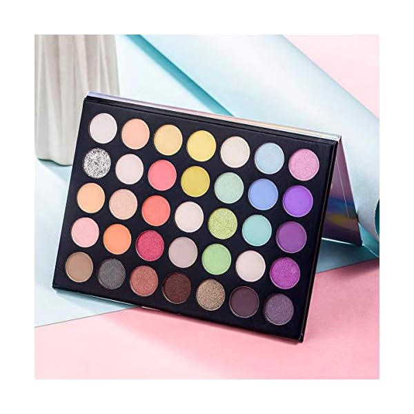 Eye-Makeup-Palette-Glitter-Matte-and-Shimmer-Highlighter-Eyeshadow-Makeup-Palette-35-Colors-Make-Up-Palette-Blooming-Up-Eye-Shadow-High-Pigmented-Blendable-Waterproof-and-Sweatproof MYUANGO Blooming Up Eyeshadow Palette-35 Shades Matte Shimmer Glitter Makeup Palette for Beginners - Waterproof, Blendable, Long-Lasting - Cruelty-Free
