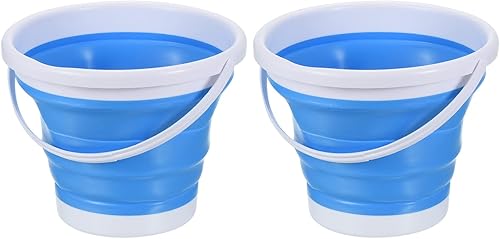 PATIKIL Cubo plegable de 3 litros, paquete de 2 cubos de playa plegables portátiles de plástico para exteriores, para camping, pesca, lavado de