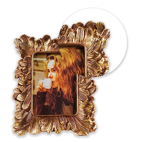 Image of Art Street Elegant Golden Iris Flower Resin Vintage Tabletop Rectangular Photo Frame 4x6 Inch,Decorative Frames Perfect for Home Decor,Unique Gift Idea,Durable,Birthday,Wedding,Return Gift,Royal Gold