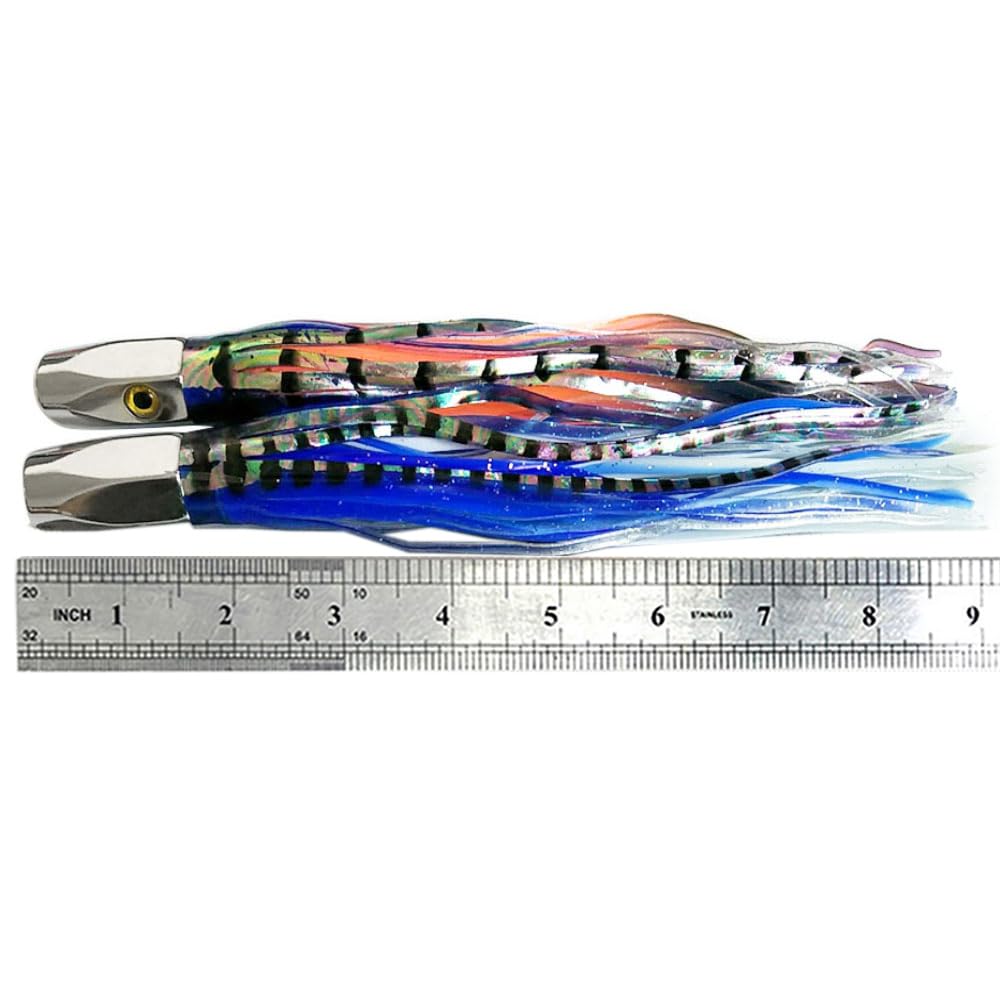 kmucutie Set of 5 pcs 8 inch Trolling Skirt Lures Marlin Tuna Dolphin Mahi Durado Wahoo Big Game deep sea Fishing Lure