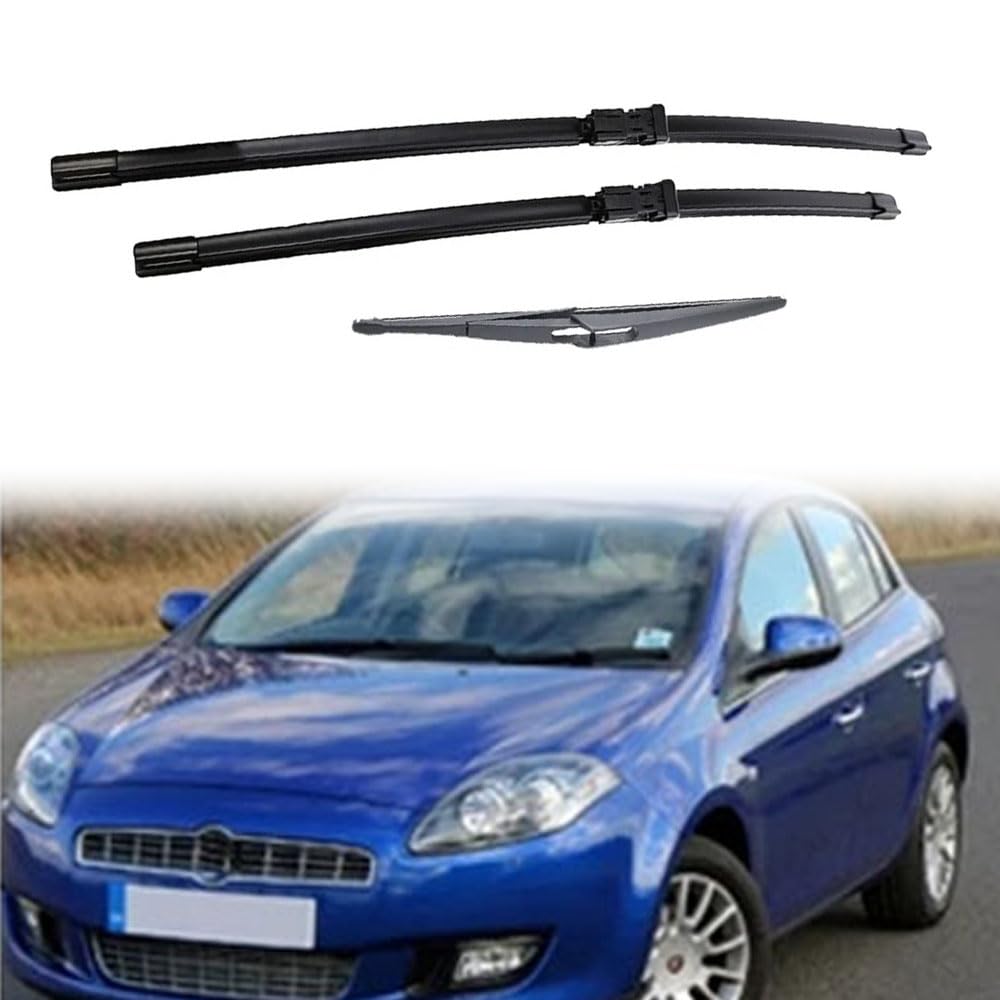 MHART Escobilla Limpiaparabrisas Juego Frontal Trasero para Bravo 2007-2013, Limpiaparabrisas para Ventanas de Limpieza de Caucho 24" 18" 12"