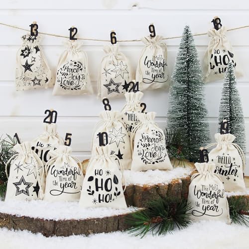 Papierdrachen Adventskalender 2026 - Stoffsäckchen mit schwarzen Zahlen – Ansicht 6