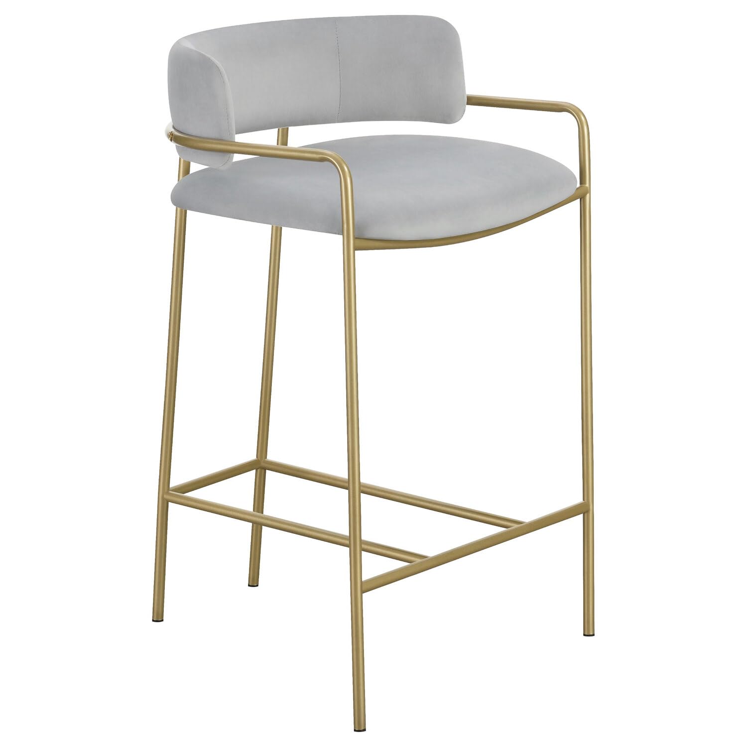 Coaster Comstock Velvet Upholstered Low Back Counter Height Stool Gray and Gold