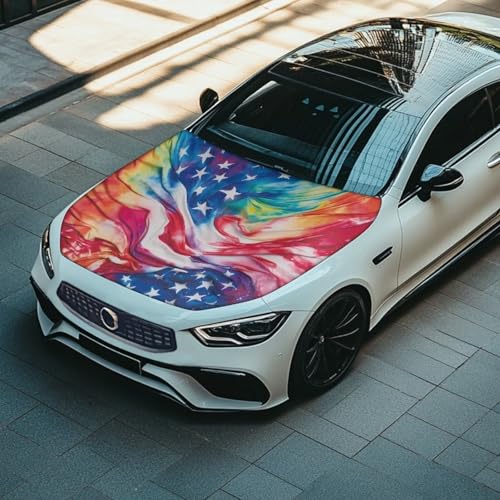 Image of USA Flag Hook Covers for Cars Waterproof UV-Resistant Engine Protection Cover Elastic Band Fixation Fits Most Cars