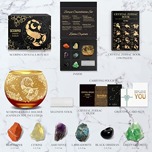 Image of Aovila Scorpio Birthday Gifts for Women - Scorpio Candle Holder Crystals Birthstones Gifts Box Set - Zodiac Gifts Astrology Horoscope Gifts Birthday Gifts for Mother Sister Best Friends