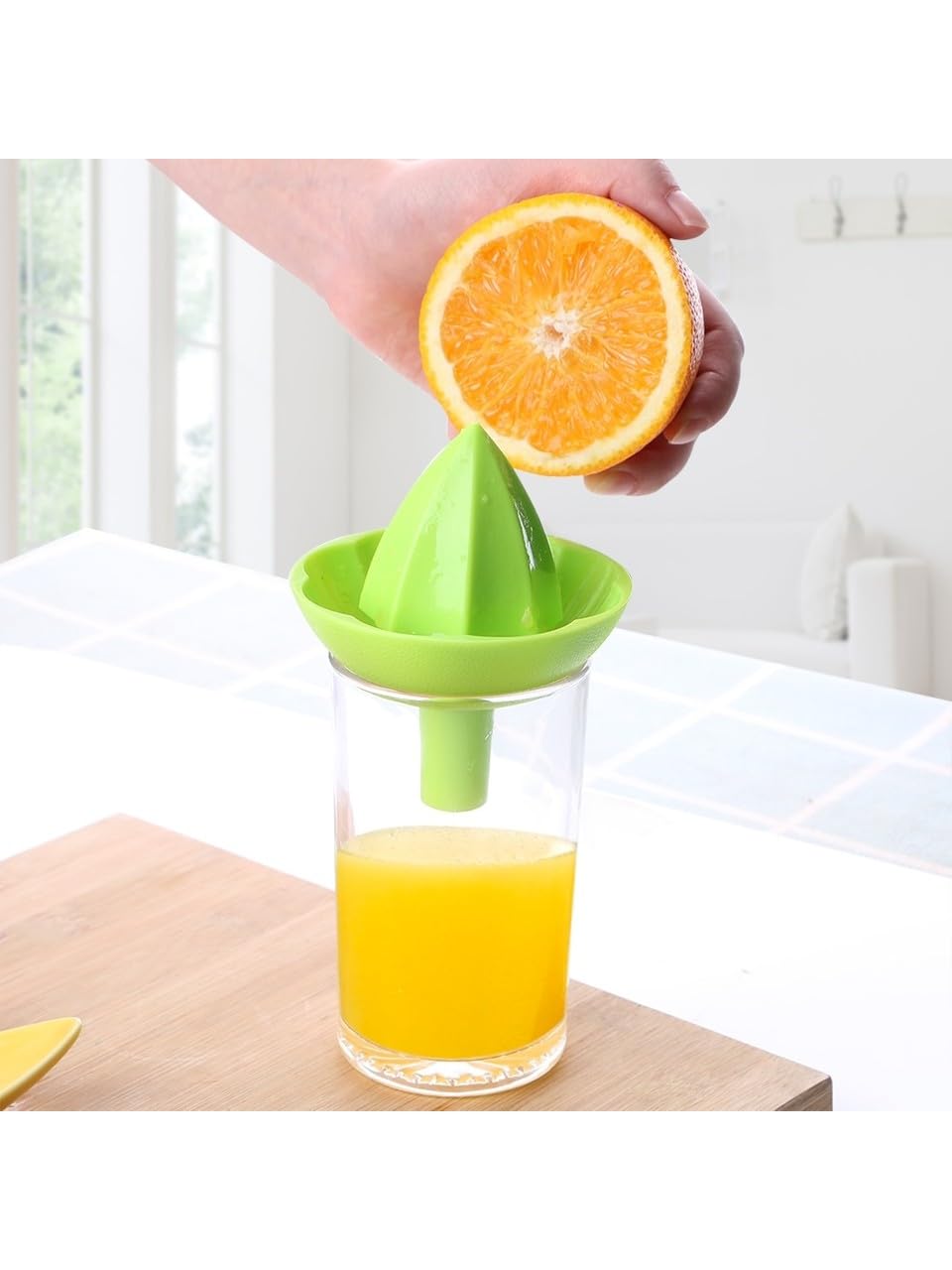Arsimo 2'si 1 Arada Pratik Narenciye Sıkacağı, Hunili Limon Portakal Sıkma Aparatı, Yeşil ve Sarı