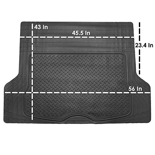Image of FH Group Climaproof Trimmable Non-Slip Vinyl Floor Mats Full Set - Universal Fit for Cars Trucks and SUVs (Gray) F11306 + F16400