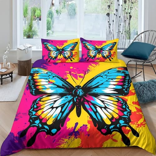 Housse de couette papillon 3D légère et lavable pour lit simple - 2