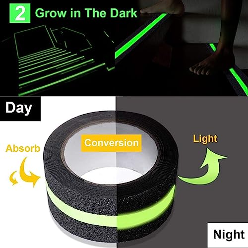 Image of JICOOT Anti Slip Grip Tape,Non-Slip Traction Tapes With Glow In The Dark Reduce The Risk Of Slipping For Indoor Or Outdoor Stair Tread Step And Other Slippery Surfaces-Keeps You Safe,2 Inch X 10Feet
