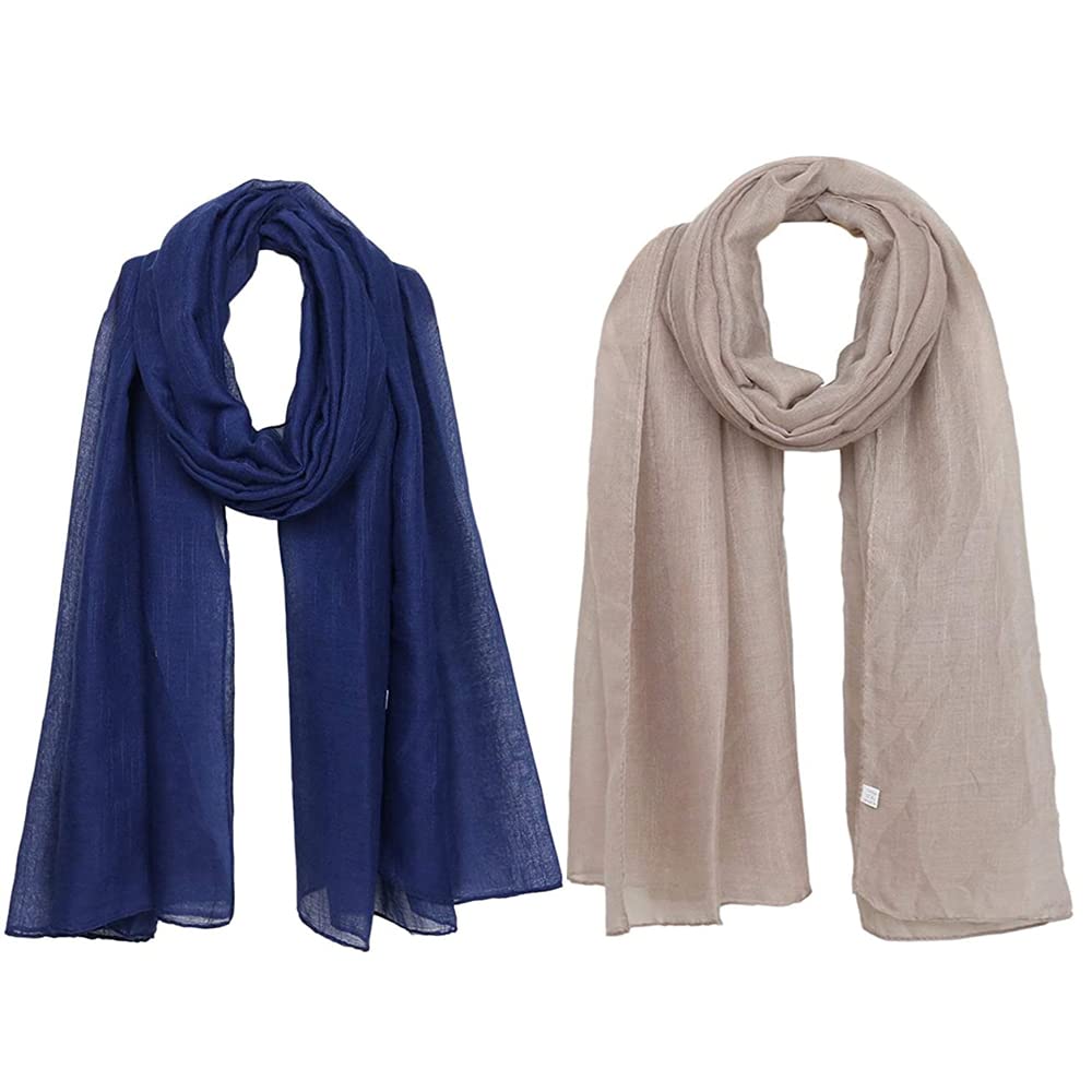 KINGREEWomen's Cotton Scarves Lady Light Soft Fashion Solid Scarf Wrap Shawl(2PC), 2pc-set6, Large