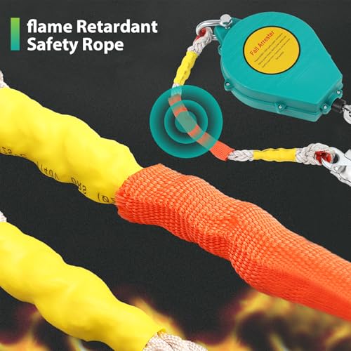 YJINGRUI 23ft/7m Self Retracting Lifeline, Heavy Duty 330lbs Retractable Safety Lanyard with Alloy Steel Hook & Aviation Wire Rope, Fall Arrest Fall Protection Device for Construction/Roof Work