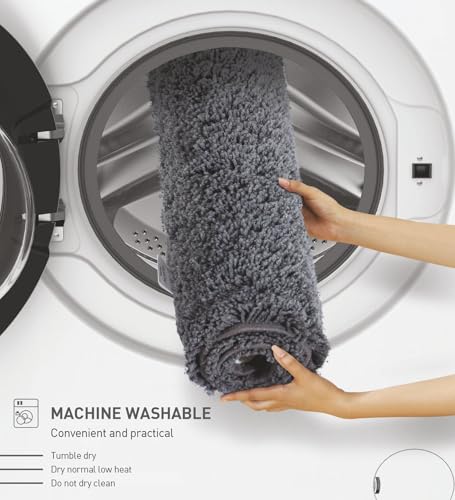 Image of Obsessions Ultra-Absorbent Quick-Dry Bath Mat | 1400 GSM Polyester | Soft, Non-Slip & Fast-Drying Bathroom Rug for Safety & Comfort | 40 x 60 cm | Dark Grey