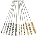 12 Pcs Brass Wire Brush Stainless Steel Wire Brush Set, 12'/30.5cm Long, Round Metal Cleaning Brush Bore Brush for Tubes, Cylinders, Bottle, Narrow Spaces, Auto Parts, 1/4' to 3/4'(6/8/10/15/18/20mm)