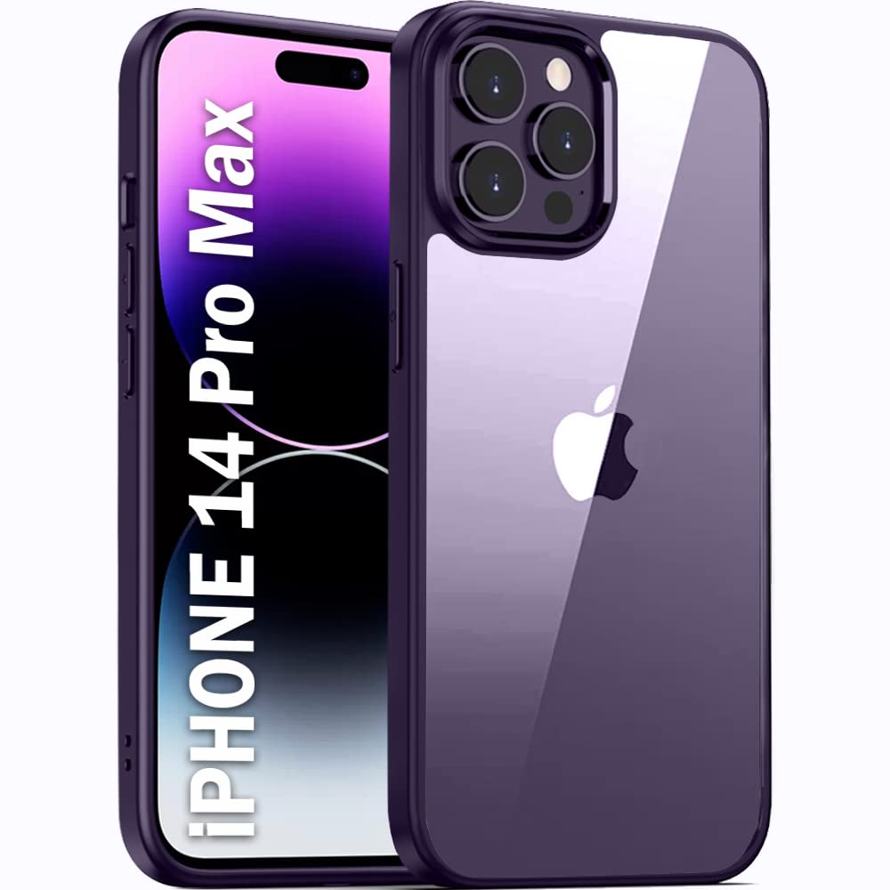 TheGiftKart Ultra-Hybrid Crystal Clear Back Cover Case For Iphone 14 Pro Max|Slim Fit Shockproof Design|Camera Protection Bump|Transparent Back Cover Case For Iphone 14 Pro Max (Tpu|Purple Bumper) (B0BSS8VND3) Amazon Price History, Amazon Price Tracker