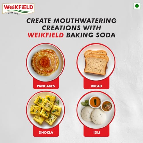 Image of Weikfield Baking Soda | Food Grade Sodium Bicarbonate | Ideal for Baking, Cooking & Cleaning | In Reusable Poly Jar | 100g