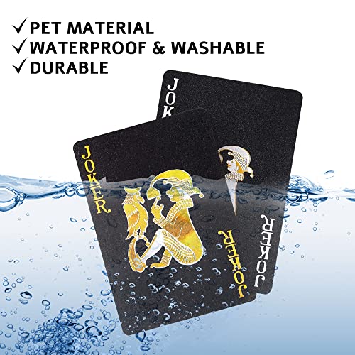 Spielkarten Wasserfest, 2pcs Pokerkarten Plastik, Poker Kartenset, Wasserdicht Kartenspiel, Wasserfest Pokerkarten Plastik, Goldene Pokerkarten, Spielkarten Schwarze, 1 Gold + 1 Schwarz – Bild 5