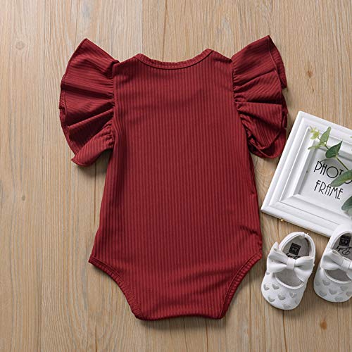 Newborn Infant Baby Girl Solid Ruffle Romper Bodysuit Jumpsuit Casual Clothes One Piece Outfit3