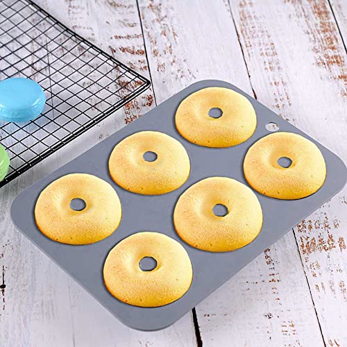 Large Silicone Doughnut Mould 6 Cavity Mold Non-Stick Doughnut Tray Donut Pan Baking Mould Bakeware Baking Mould Tray for Muffins or Cupcakes Bakeware - Image 5
