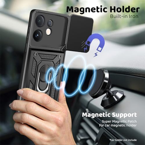Image of Tough Armor Bumper Back Cover Case for Vivo T4 Pro 5G | Sliding Camera Cover, Kickstand & Ring Holder 360 Degree Protection Back Cover Case for Vivo T4 Pro 5G - Black