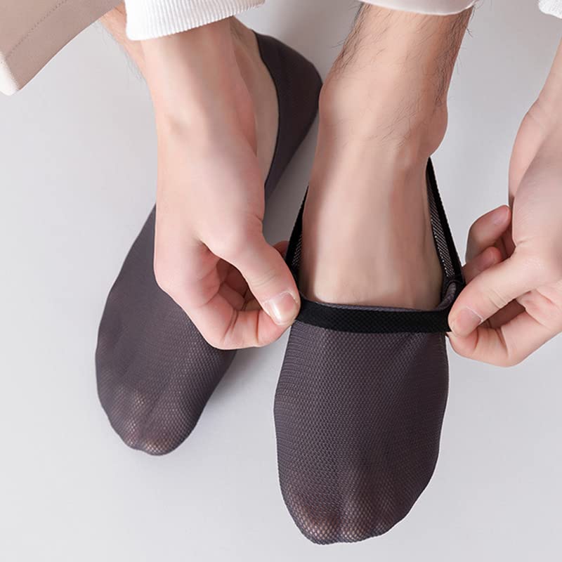3 pary męskie skarpetki do łodzi modne letnie cienkie niewidoczne skarpety oddychające miękkie dorywczo elastyczne skarpetki z siatki (Color : 3 dark grey, Size : EU 37-45)